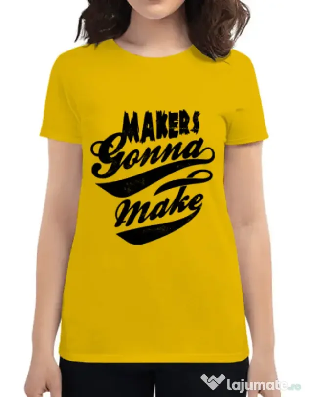 Tricou ADLER dama Makers gonna make Galben