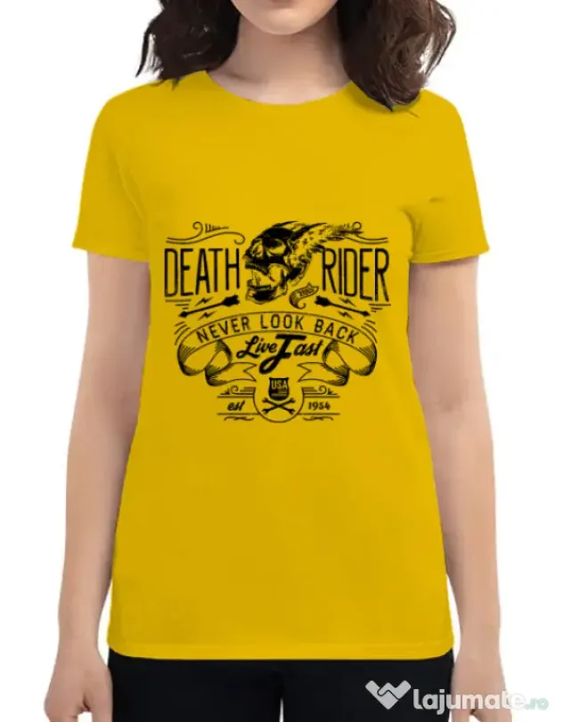 Tricou ADLER dama Never look back Galben