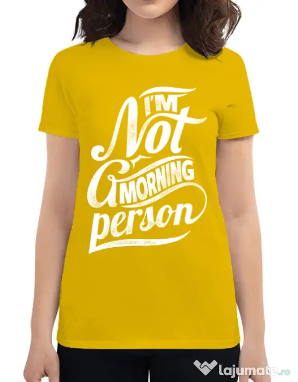 Tricou ADLER dama Not a morning person Galben