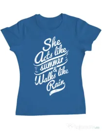 Tricou ADLER dama She acts like summer Albastru azuriu