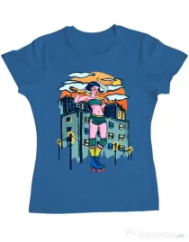 Tricou ADLER dama Bad girl Albastru azuriu