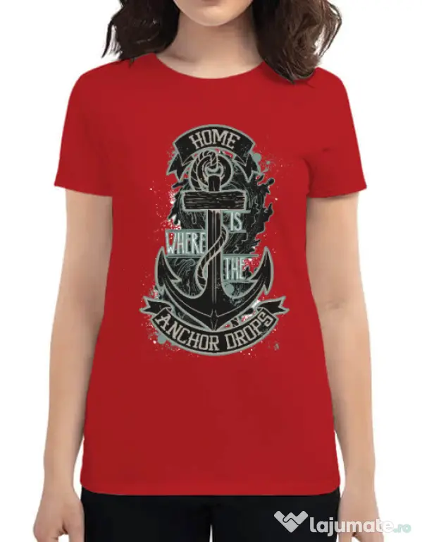 Tricou ADLER dama The anchor drops Rosu