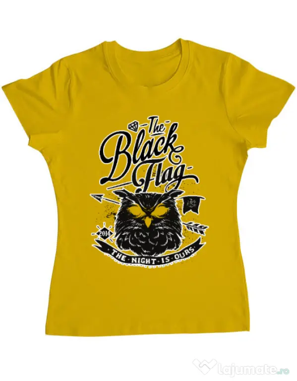 Tricou ADLER dama The black flag owl Galben
