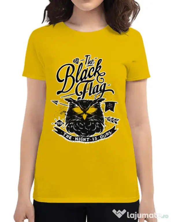 Tricou ADLER dama The black flag owl Galben