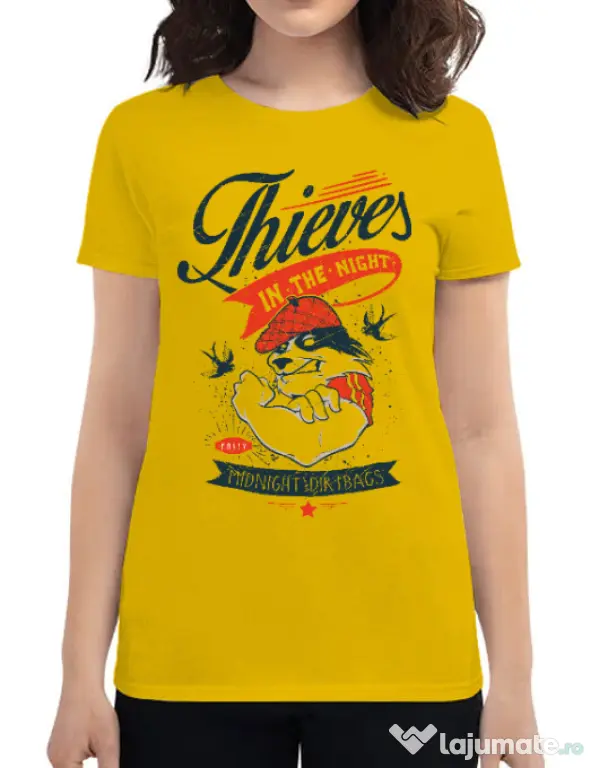 Tricou ADLER dama Thieves in the Night Galben