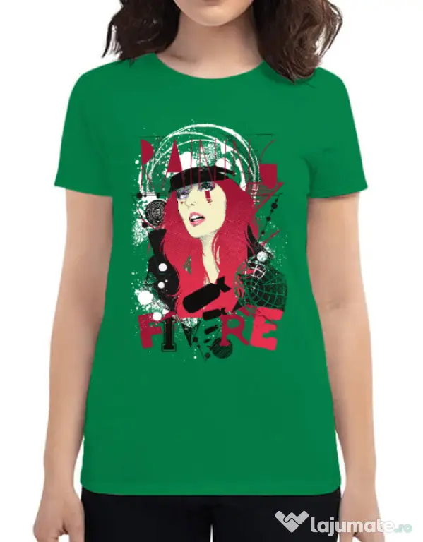 Tricou ADLER dama Raining fire Verde mediu
