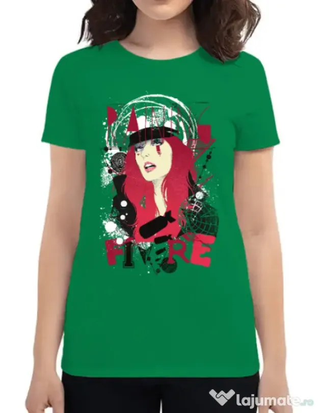 Tricou ADLER dama Raining fire Verde mediu