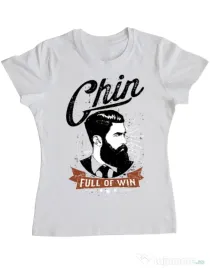 Tricou ADLER dama Chin full of win Alb