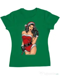 Tricou ADLER dama Sexy Santa Girl Verde mediu