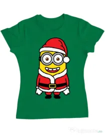 Tricou ADLER dama Santa minions Verde mediu