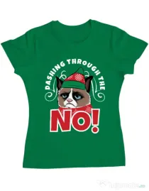 Tricou ADLER dama Dashing through the no Verde mediu