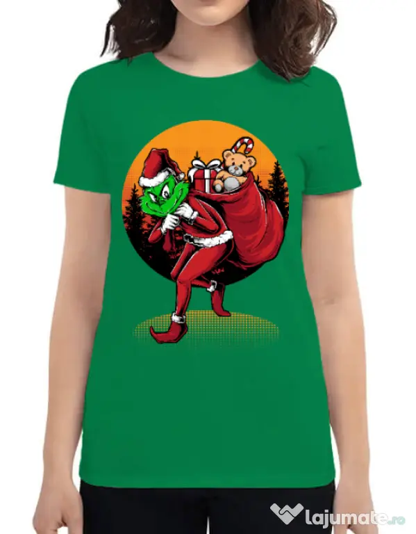 Tricou ADLER dama Grinch stole Christmas Verde mediu