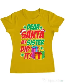 Tricou ADLER dama My sister did it Galben