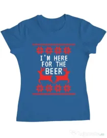 Tricou ADLER dama Here for the beer Albastru azuriu