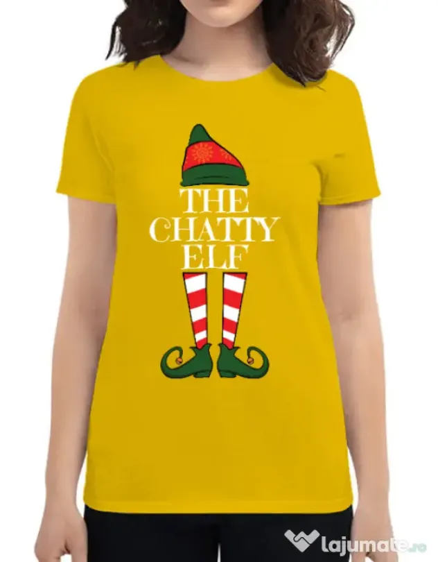 Tricou ADLER dama The chatty elf Galben