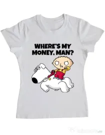 Tricou ADLER dama Where s my money Alb