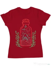 Tricou ADLER dama Shark in a bottle Rosu