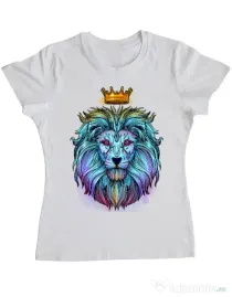 Tricou ADLER dama Lion king Alb