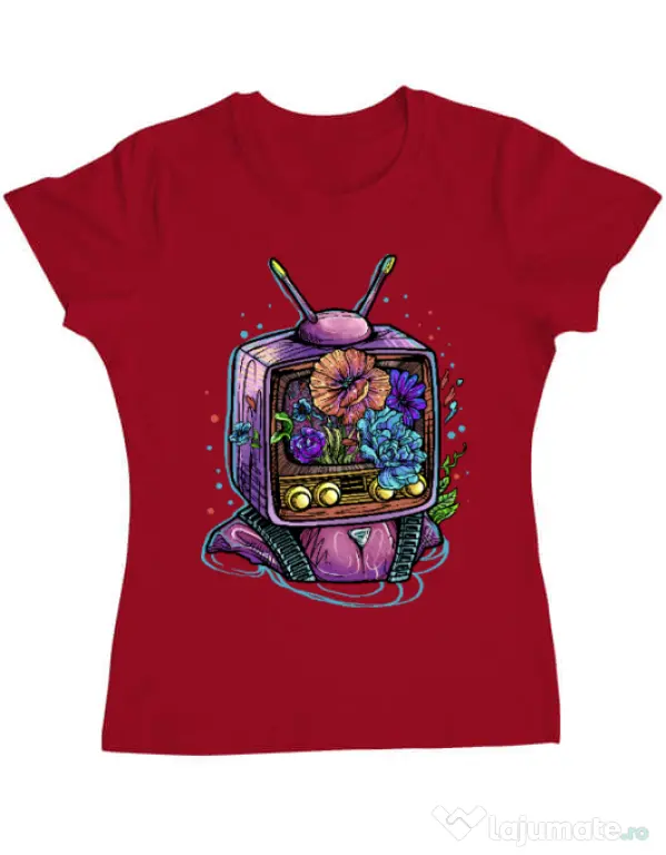 Tricou ADLER dama Flower television Rosu