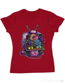 Tricou ADLER dama Flower television Rosu