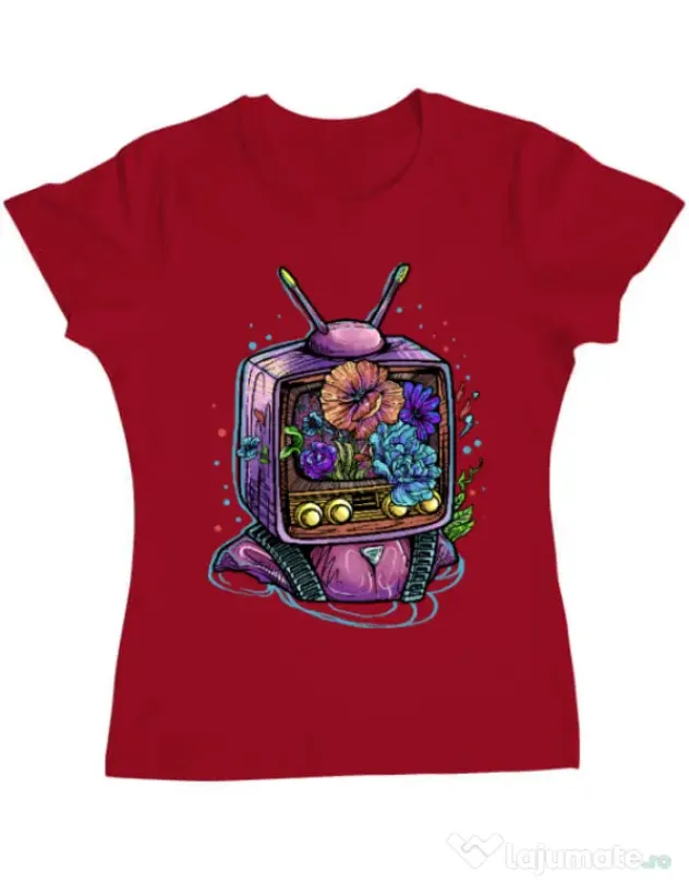 Tricou ADLER dama Flower television Rosu