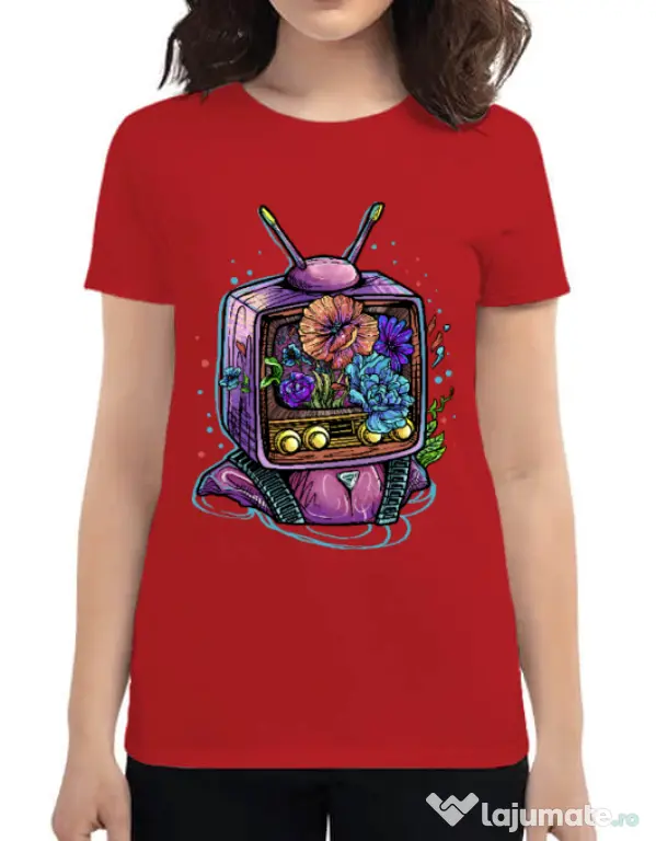 Tricou ADLER dama Flower television Rosu