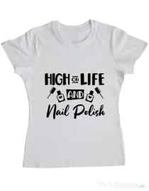 Tricou ADLER dama High on life Alb