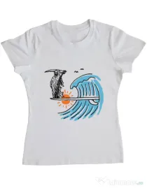 Tricou ADLER dama Grim surfer Alb
