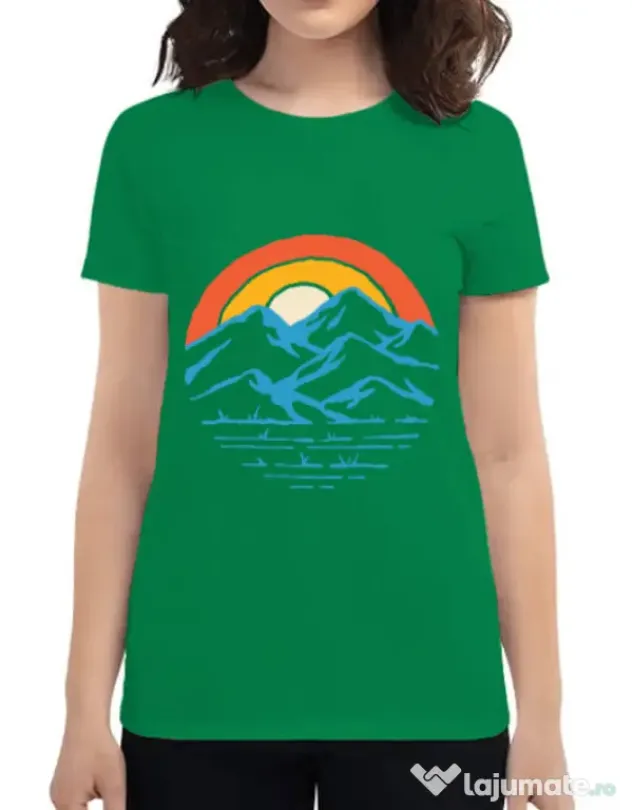 Tricou ADLER dama Mountain and rainbow Verde mediu