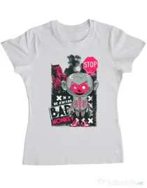 Tricou ADLER dama Bad monkey Alb