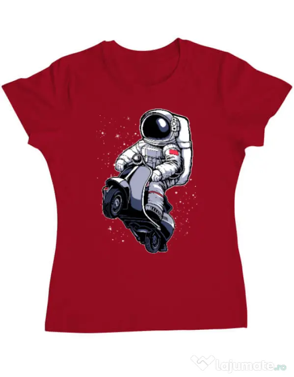 Tricou ADLER dama Astronaut scooter Rosu