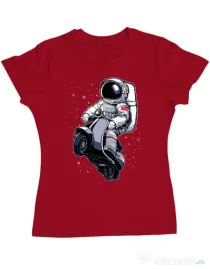 Tricou ADLER dama Astronaut scooter Rosu
