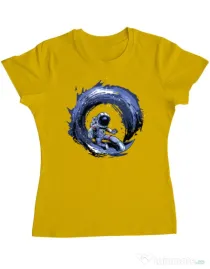 Tricou ADLER dama Surfing in space Galben