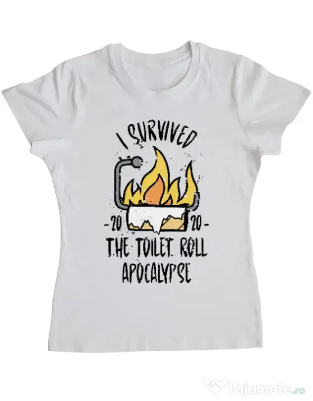 Tricou ADLER dama Toilet roll apocalypse Alb