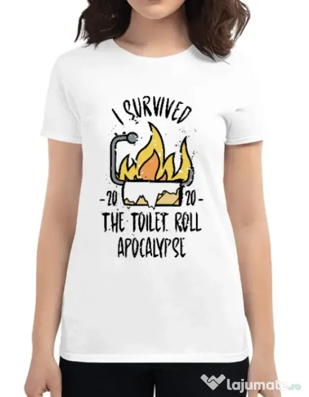 Tricou ADLER dama Toilet roll apocalypse Alb