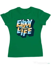 Tricou ADLER dama Enjoy your life Verde mediu