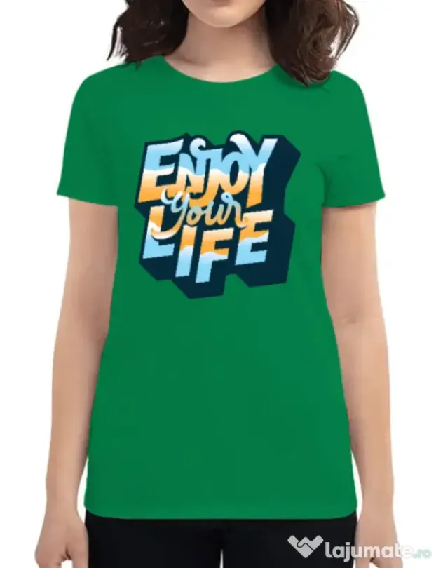 Tricou ADLER dama Enjoy your life Verde mediu