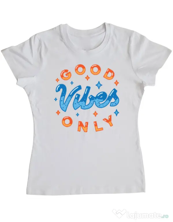 Tricou ADLER dama Good vibes only Alb