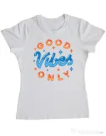 Tricou ADLER dama Good vibes only Alb