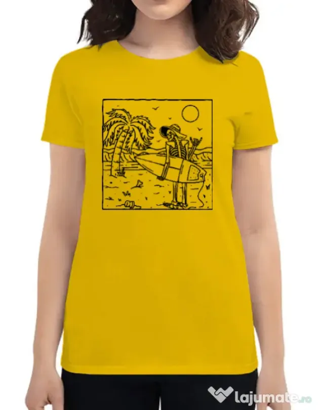 Tricou ADLER dama Surf dude Galben