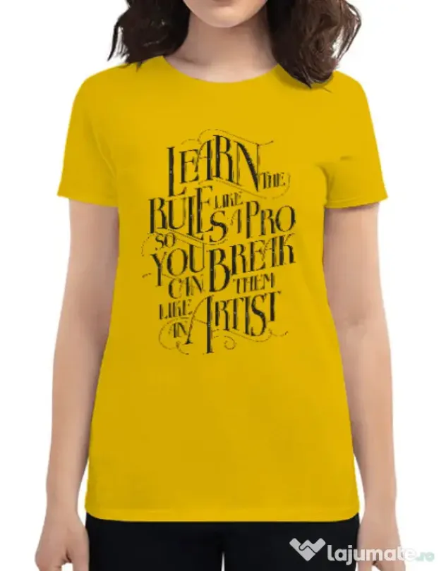 Tricou ADLER dama Learn the rules Galben