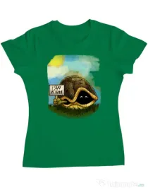 Tricou ADLER dama I stay home Verde mediu