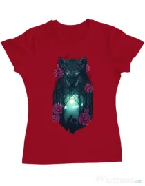 Tricou ADLER dama Running with the wolves Rosu
