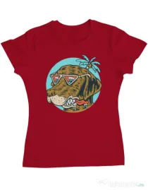 Tricou ADLER dama Chill dog Rosu