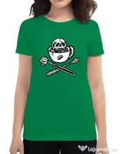 Tricou ADLER dama Death before decaf Verde mediu