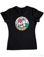 Tricou ADLER dama Skull and beach Negru