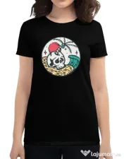 Tricou ADLER dama Skull and beach Negru
