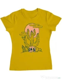Tricou ADLER dama Skull and Cactus Galben