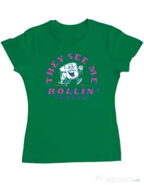 Tricou ADLER dama They see me rollin Verde mediu