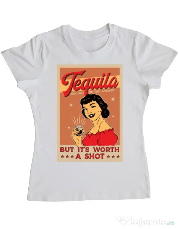 Tricou ADLER dama Worth a shot Alb